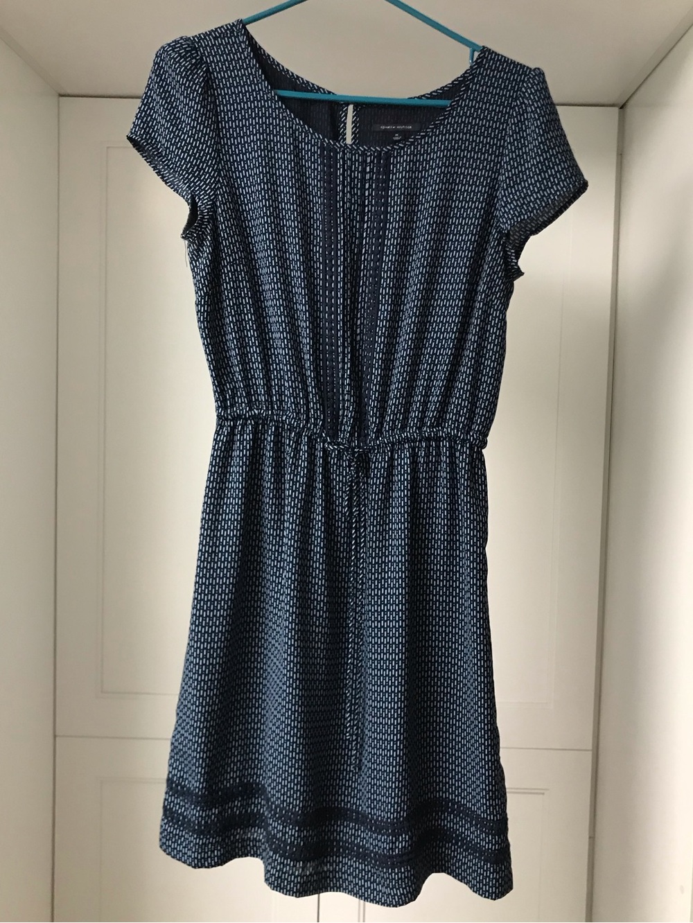 Tommy Hilfiger Navy Printed Cap Sleeve Midi Dress US M